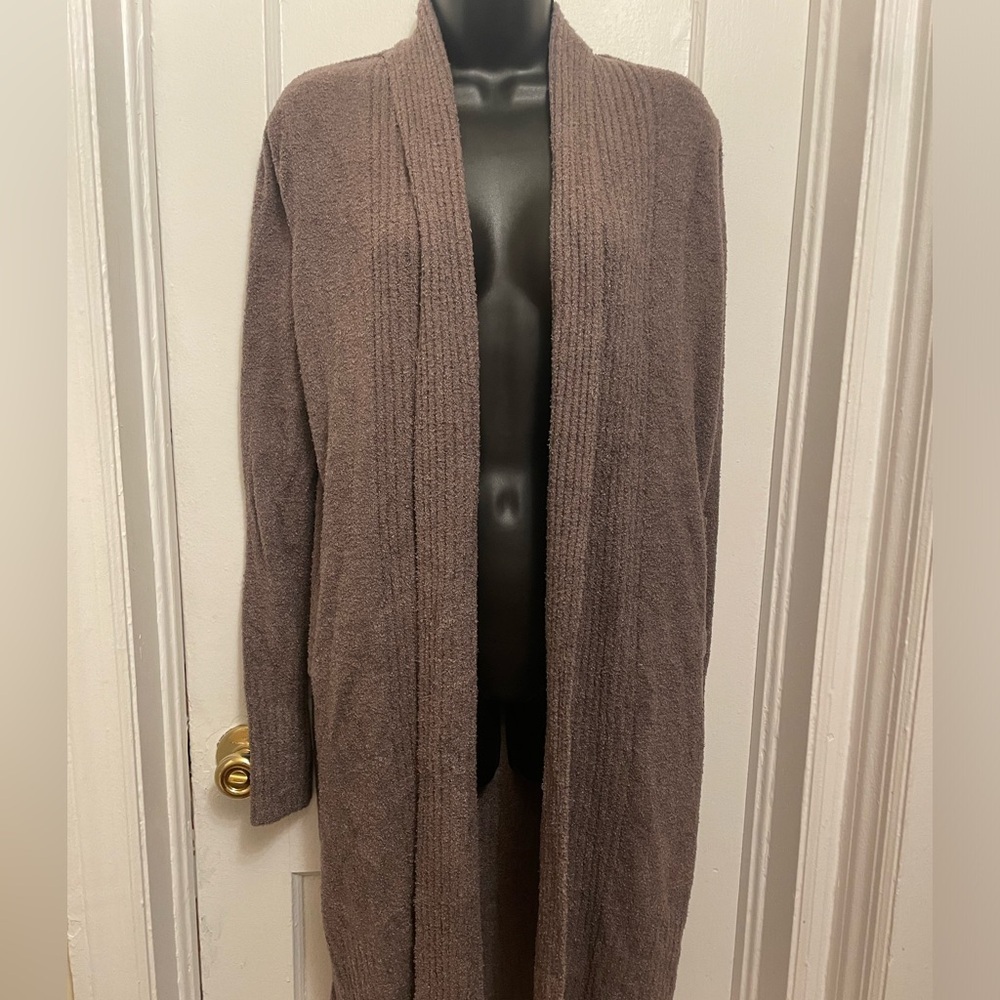 Barefoot Dreams CozyChic Lite Brown Montecito Long Knit Cardigan Sweater S - Picture 2 of 9